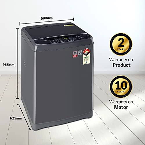 LG 10Kg 5 Star Smart Inverter Fully-Automatic Top Load Washing Machine (T10SJMB1Z, Middle Black, TurboDrum | Jet Spray+)
