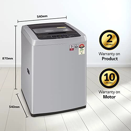 LG 6.5 Kg 5 Star Smart Inverter Fully-Automatic Top Loading Washing Machine (T65SKSF4Z, Middle Free Silver)