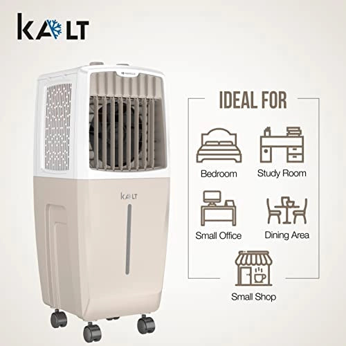 Havells Kalt 24 Litres Personal Air Cooler; Knob panel; 3 Side Honeycomb Pad, White - Champagne Gold