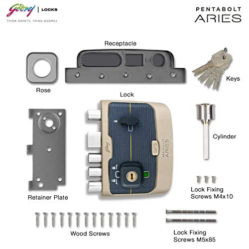 Godrej Door locks Pentabolt Aries 2C DB Vegas Gold 6364