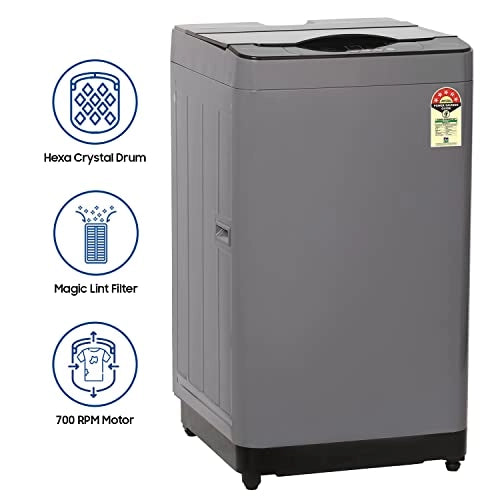 ONIDA 7.5 kg 5 Star Fully Automatic Top Load Washing Machine (T75CMDG, Dark Grey, Hexa Crystal Drum)