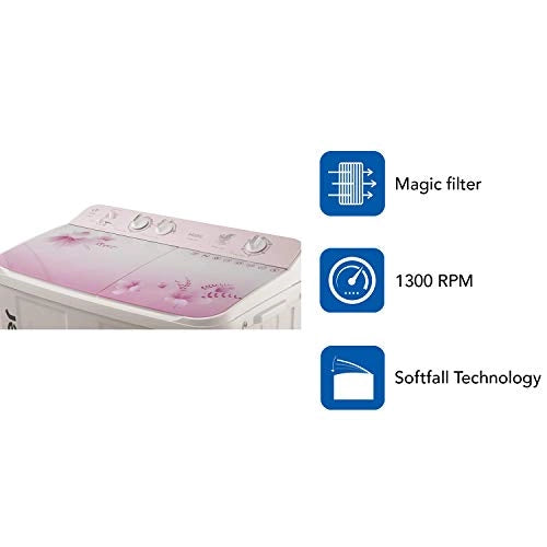 Haier 9 Kg Semi-Automatic Top Loading Washing Machine (HTW90-1159FL, Pink)