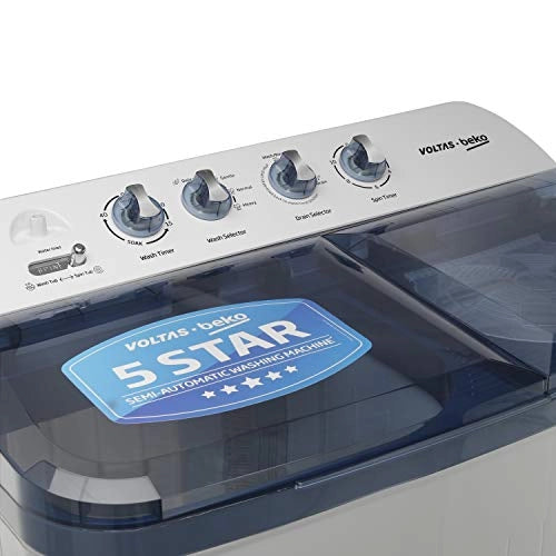 Voltas Beko 8.5 kg Semi-Automatic Top Loading Washing Machine, 2 Casette Filter (WTT85DBLT, Sky Blue)
