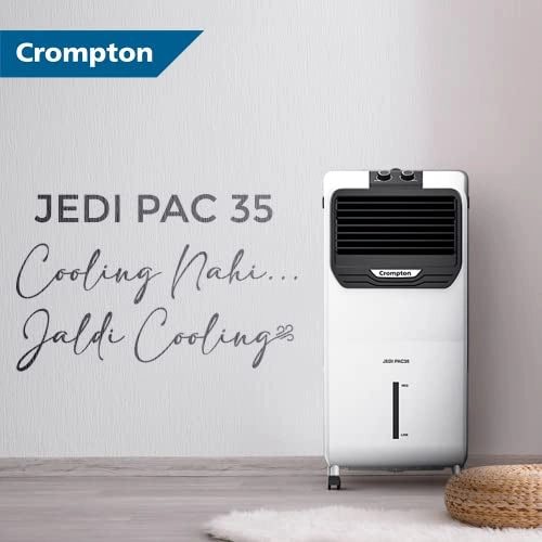 Crompton Jedi PAC Air Cooler- 35L, with Honeycomb pads, White & Black