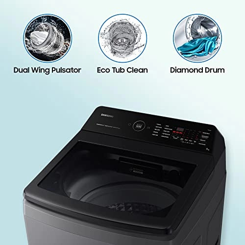 Samsung 9 Kg WiFi Enabled Inverter 5 Star Fully-Automatic Top Load Ecobubble Washing Machine (WA90BG4542BDTL, Dark Gray)