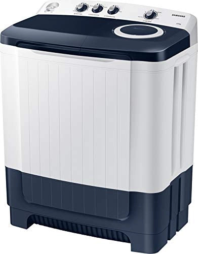 Samsung 8.5 Kg Semi-Automatic 5 Star Top Loading Washing Machine (WT85R4200LL/TL, Light Grey, Royal Blue Lid (Transparent), Hexa Storm Pulsator)