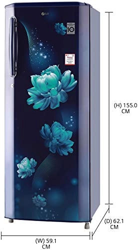 LG 270 L 3 Star Inverter Direct-Cool Single Door Refrigerator (GL-B281BBCX, Blue Charm, Moist 'N' FRESH)
