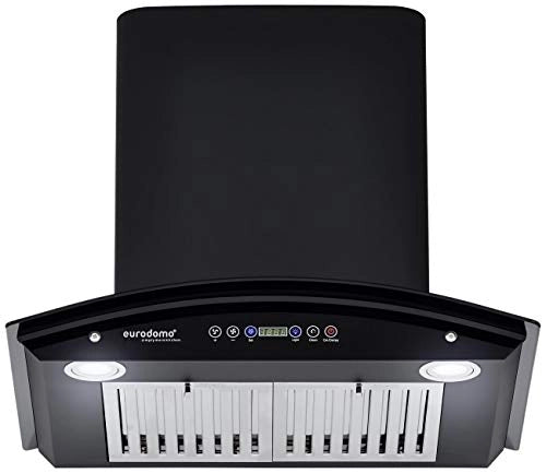 Eurodomo 60 cm 1200 m3/hr Auto-Clean curved glass Kitchen Chimney (Hood Classy HC TC 60, BF, Touch Control, BK)
