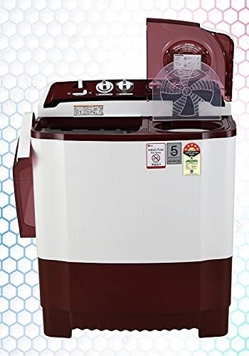 எல்ஜி 7.5 கிலோ 5 ஸ்டார் செமி-ஆட்டோமேட்டிக் டாப் லோடிங் வாஷிங் மெஷின் (P7515SRAZ, பர்கண்டி, ரோலர் ஜெட் பல்சேட்டர்), பெரியது