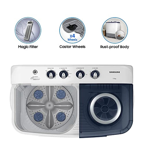 Samsung 7.5 kg Semi-Automatic Top Loading Washing Machine (WT75M3200LL/TL, Light Grey, Air turbo drying)
