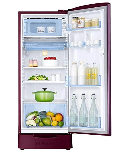 Samsung 192 L 3 Star inverter Direct Cool Single Door Refrigerator (RR20A282YCR/NL, Camellia Purple, Base stand drawer)