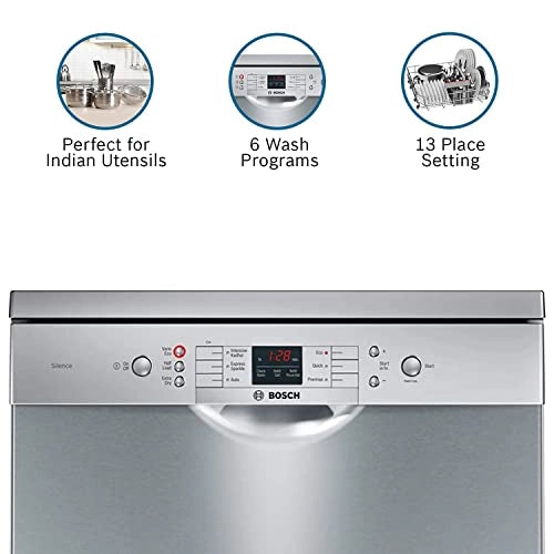 Bosch 13 Place Settings Dishwasher (SMS66GI01I, Silver Inox)