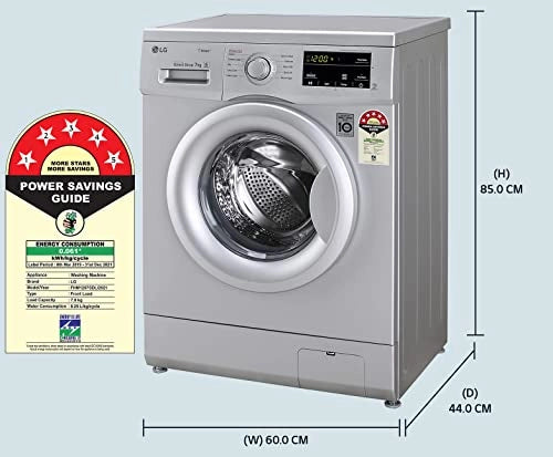 LG 7 Kg 5 Star Inverter Touch Control Fully-Automatic Front Load Washing Machine with Heater (FHM1207SDL, Silver)