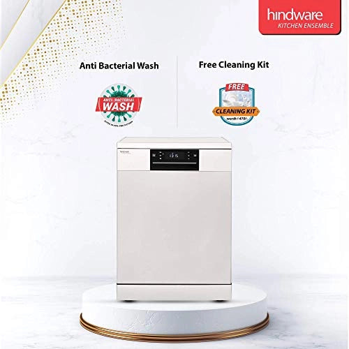 Hindware Calico 14 Place Settings Free Standing Auto-Clean Dishwasher With 8 Wash Programs (Silver)