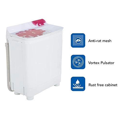 Haier 8.5 Kg Semi-Automatic Top Loading Washing Machine (HTW85-178, Red Roses)