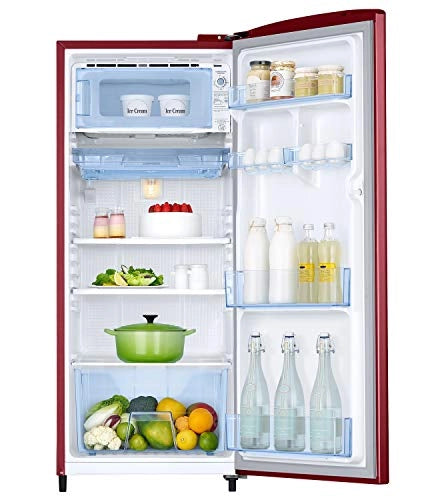Samsung 192 L 2 Star Direct Cool Single Door Refrigerator (RR20A2Y1BRH/NL, Scarlet Red)