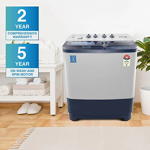 Voltas Beko 8.5 kg Semi-Automatic Top Loading Washing Machine, 2 Casette Filter (WTT85DBLT, Sky Blue)