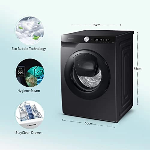 Samsung 8 Kg 5 Star Wi-Fi Inverter Fully-Automatic Front Loading Washing Machine (WW80T554DAB1TL, Black Caviar, Heater)
