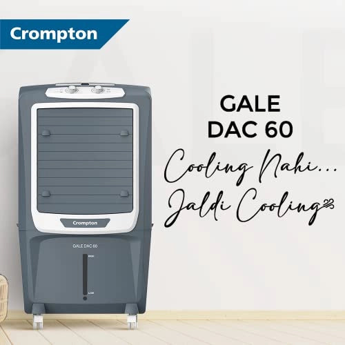 Crompton Gale DAC Desert Air Cooler- 60L, with Honeycomb pads, Grey, (ACGC-GALEDAC60)