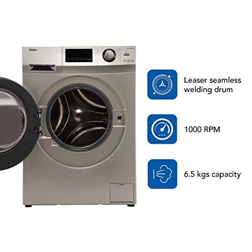 Haier 6.5 Kg Inverter Fully-Automatic Front Loading Washing Machine (HW65-IM10636TNZP, Titanium Grey)