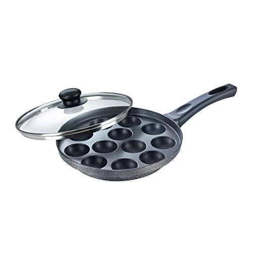 Prestige Omega Select Plus Non-Stick Paniyarakkal with Lid (240 mm, Black)- Gas Top Compatible only, Black