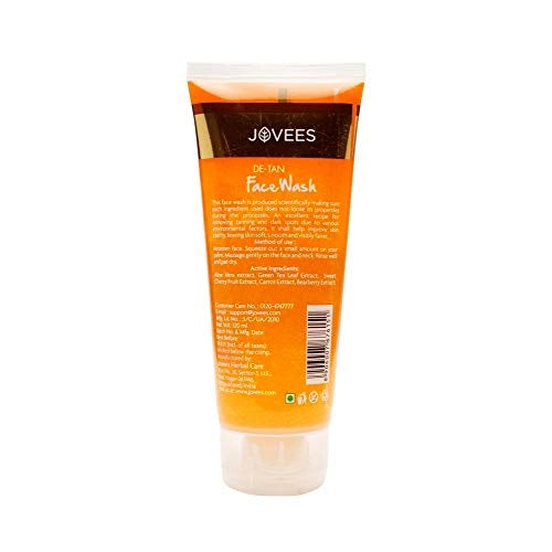 Jovees Herbal De-Tan Face Wash For Tan Removal All Skin Types 120 ML (Pack of 2)