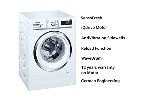 Siemens 9 kg Inverter Fully-Automatic Front Loading Washing Machine (WM14UQ9SIN, White)
