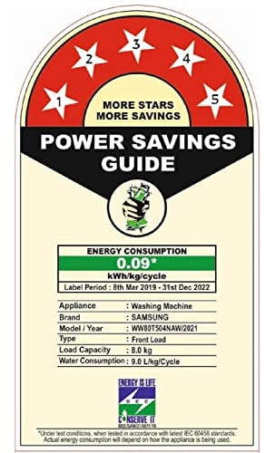 Samsung 8 Kg 5 Star Wi-Fi Inverter Fully-Automatic Front Loading Washing Machine (WW80T504NAW1TL, White, Heater)
