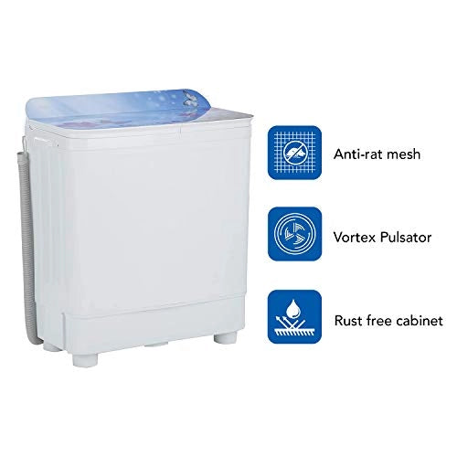 Haier 9.5 Kg Semi-Automatic Top Loading Washing Machine (HTW95-178, Blue Floral)