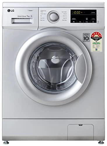 LG 7 Kg 5 Star Inverter Touch Control Fully-Automatic Front Load Washing Machine with Heater (FHM1207SDL, Silver)