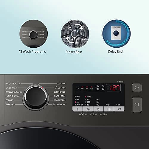 Samsung 9 Kg 5 Star Inverter Fully-Automatic Front Loading Washing Machine (WW90T4040CX1TL, Inox, In-Built Heater)