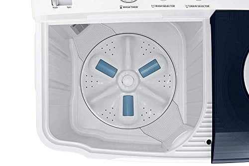 Samsung 8Kg Semi-Automatic 5Star Top Load Washing Machine(WT80R4200LG/TL,Light Grey,Royal Blue Lid, Hexa Storm Pulsator)