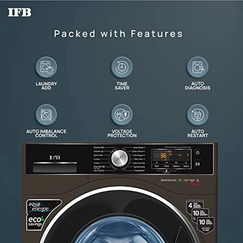 IFB 8kg 5-Star Front Load Washer 2X Power Dual Steam (SENATOR MXS 8012, Mocha, Hard Water Wash)