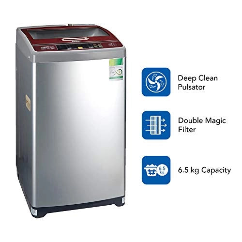 Haier 6.5 kg Fully-Automatic Top Loading Washing Machine (HWM65-707NZP, Silver Grey)