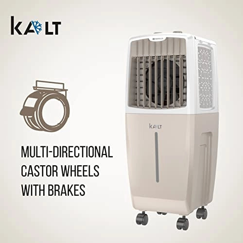 Havells Kalt 24 Litres Personal Air Cooler; Knob panel; 3 Side Honeycomb Pad, White - Champagne Gold