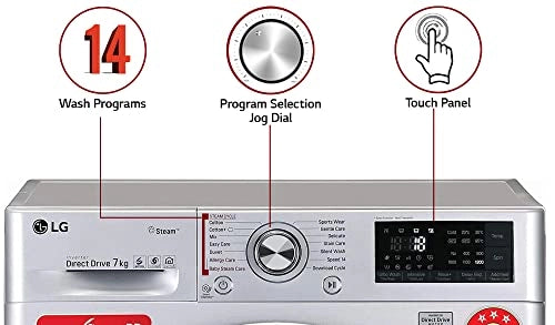 LG 7 Kg 5 Star Inverter Wi-Fi Fully-Automatic Front Loading Washing Machine (FHT1207ZWL, Luxury Silver, Steam)