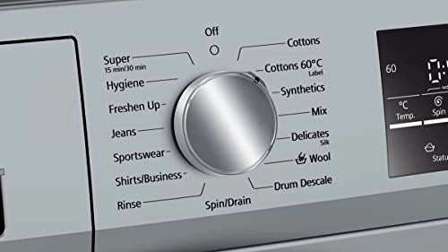 Siemens 5 Star 7KG 1200 RPM Inverter Touch Control Fully Automatic Front Loading Washing Machine With Inbuilt Heater (WM12J26SIN, Silver)