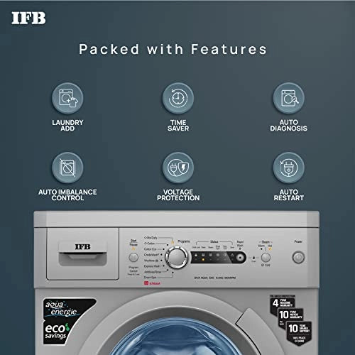 IFB 6 Kg 5 Star Front Load Washing Machine 2X Power Dual Steam (DIVA AQUA SXS 6008, Silver, Hard Water Wash)