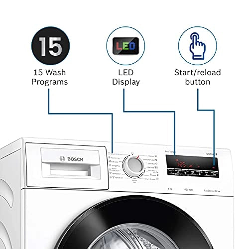 Bosch 8 kg 5 Star Inverter Touch Control Fully Automatic Front Loading Washing Machine with In- built Heater (WAJ2426MIN,White)