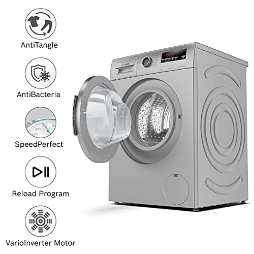 Bosch 7 kg 5 Star Inverter Touch Control Fully Automatic Front Loading Washing Machine with In - built Heater (WAJ2416SIN, Silver)