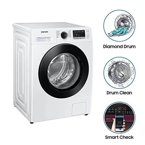 Samsung 8 Kg 5 Star Inverter, Hygiene Steam Fully-Automatic Front Loading Washing Machine (WW80T4040CE1TL, White)