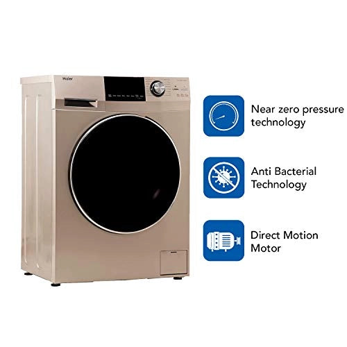 Haier 7.5 kg Inverter Fully-Automatic Front Loading Washing Machine (HW75-BD12756NZP, Golden)