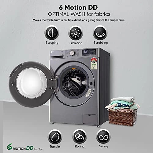 LG 10 Kg 5 Star Inverter Wi-Fi Fully-Automatic Front Loading Washing Machine with heater (FHP1410Z7P, Platinum Silver)