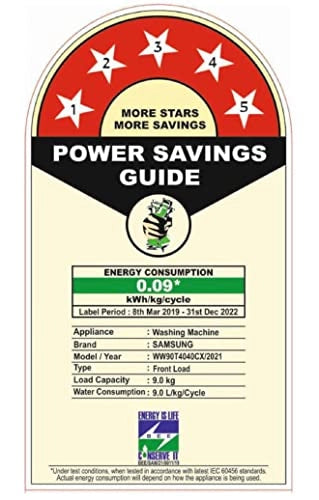 Samsung 9 Kg 5 Star Inverter Fully-Automatic Front Loading Washing Machine (WW90T4040CX1TL, Inox, In-Built Heater)