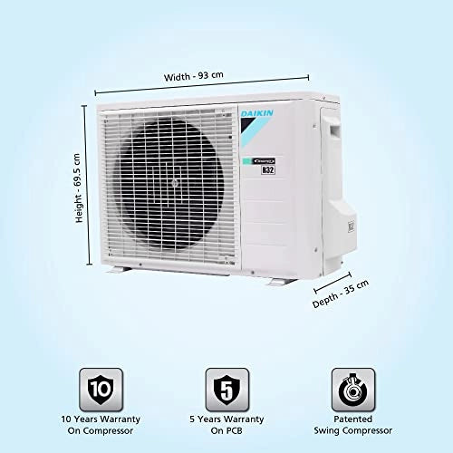 Daikin 1.8 Ton 5 Star Voice &amp; Mobile control, Triple Display, Dew Clean Technology, Inverter Split AC (Copper, PM 2.5, 2022, FTKR60U, White)