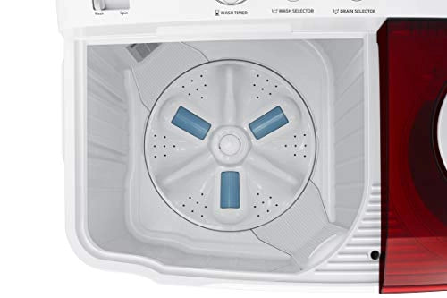 Samsung 8.5Kg Semi-Automatic 5 Star Top Load Washing Machine (WT85R4200RR/TL, Light Grey, Red Lid, Hexa Storm Pulsator)