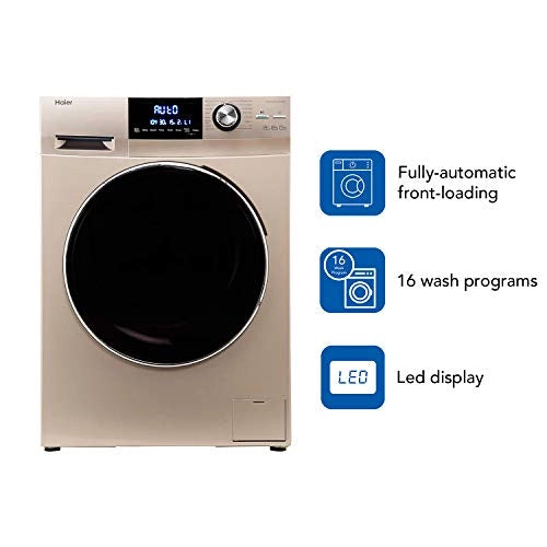 Haier 7.5 kg Inverter Fully-Automatic Front Loading Washing Machine (HW75-BD12756NZP, Golden)