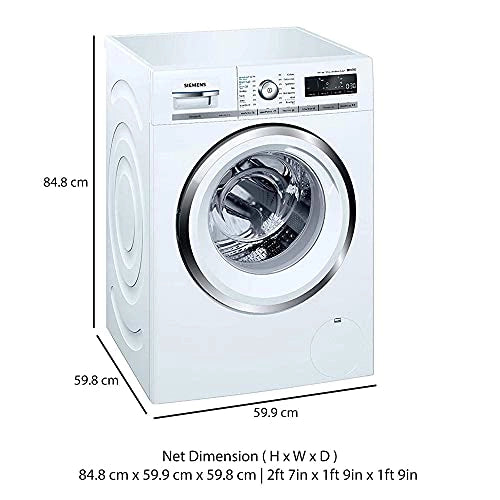 Siemens 9 kg Inverter Fully-Automatic Front Loading Washing Machine (WM14UQ9SIN, White)