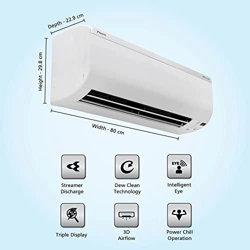 Daikin 1 Ton 5 Star Patented Streamer Discharge, Intelligent Eye, Dew Clean Technology, Triple Display, Inverter Split AC