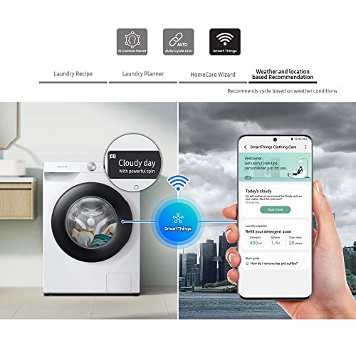 Samsung 9 Kg 5 Star Wi-Fi Inverter Fully-Automatic Front Loading Washing Machine (WW90T504DAN1TL, Inox, In-Built Heater)